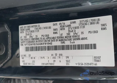 2016 Ford F-150 Xlt from USA, damaged, VIN 1FTEW1EG3GKF81542